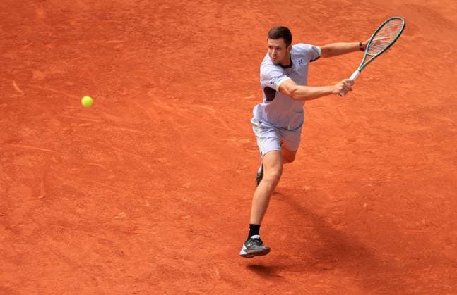 Hubert Hurkacz of Poland in action Mutua Madrid Open, Day 5, Tennis, La Caja Magica, Madrid, Spain - 26 Apr 2024  Copyright: xEllaxLing Shutterstockx 14447600au