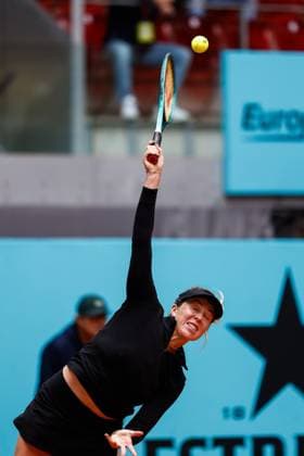 April 26, 2024, Madrid, Madrid, SPAIN: Anastasia Pavlyuchenkova of Russia in action against Daria Saville of Australia during the Mutua Madrid Open 2024, ATP, Tennis Herren Masters 1000 and WTA, Tennis Damen 1000, tournament celebrated at Caja Magica on April 26, 2024 in Madrid, Spain. Madrid SPAIN - ZUMAa181 20240426_zaa_a181_037 Copyright: xIrinaxR.xHipolitox