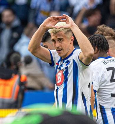 Soccer, Men, Season 2023 2024, 2 Bundesliga 31 Matchday , Hertha BSC Hannover 96, Marc Oliver Kempf Hertha BSC , Cheering after goal to 1 0, 26 04 2024, Copyright: xSebastianxRäppold MatthiasxKochx