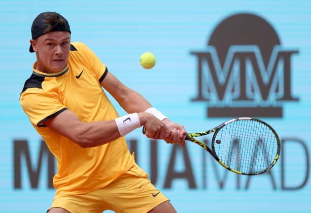Holger Rune of Denmark in action Mutua Madrid Open, Day 5, Tennis, La Caja Magica, Madrid, Spain - 26 Apr 2024  Copyright: xEllaxLing Shutterstockx 14447600by