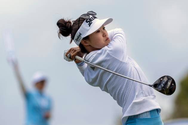 April 26, 2024, Los Angeles, California, United States: GRACE KIM shot a 66 on Round 2 of the 2024 JM Eagle LA Championship to keep her lead. She goes into Round 3 12 strokes under par. News - April 26, 2024  - ZUMAh234 20240426_zsp_h234_008 Copyright: xMarkxEdwardxHarrisx