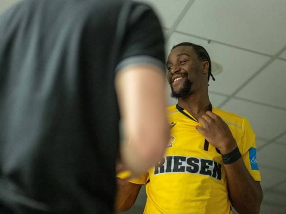 Ariel Hukporti MHP Riesen Ludwigsburg, 15 , GER, MHP Riesen Ludwigsburg vs Niners Chemnitz, Basketball, Bundesliga, easycredit BBL, Matchday 30, Season 2023 2024, 27 04 2024, GER, MHP Riesen Ludwigsburg vs Niners Chemnitz, Basketball, Bundesliga, easycredit BBL, Matchday 30, Season 2023 2024, 27 04 2024 Ludwigsburg Copyright: xEibner-Pressefoto SaschaxWaltherx EP_EER