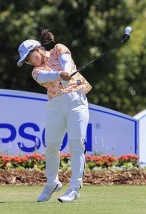 April 27, 2024, Los Angeles, California, USA: Nasa Hataoka tees off during Round 3 of the JM Eagle LA Championship presented by Plastpro on Saturday April 27, 2024 at the Wilshire Country Club in Los Angeles, California. ARIANA RUIZ PI Los Angeles U.S - ZUMAp124 20240427_zaa_p124_006 Copyright: xArianaxRuizx