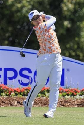 April 27, 2024, Los Angeles, California, USA: Nasa Hataoka tees off during Round 3 of the JM Eagle LA Championship presented by Plastpro on Saturday April 27, 2024 at the Wilshire Country Club in Los Angeles, California. ARIANA RUIZ PI Los Angeles U.S - ZUMAp124 20240427_zaa_p124_011 Copyright: xArianaxRuizx