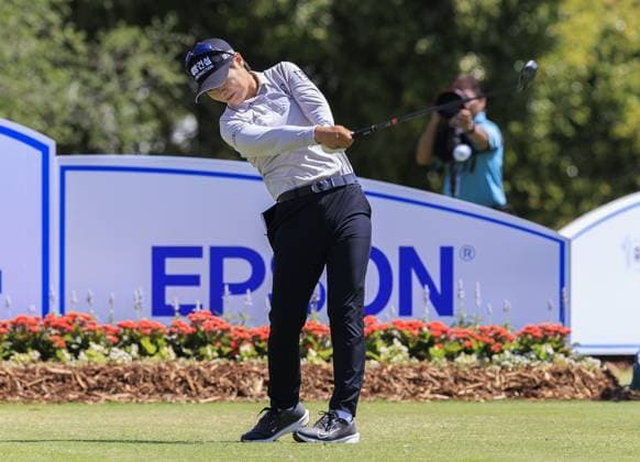 April 27, 2024, Los Angeles, California, USA: So Mi Lee tees off during Round 3 of the JM Eagle LA Championship presented by Plastpro on Saturday April 27, 2024 at the Wilshire Country Club in Los Angeles, California. ARIANA RUIZ PI Los Angeles U.S - ZUMAp124 20240427_zaa_p124_014 Copyright: xArianaxRuizx