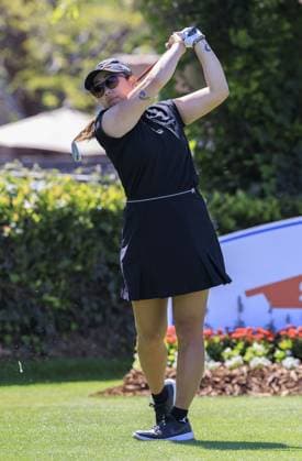 April 27, 2024, Los Angeles, California, USA: Mina Harigae tees off during Round 3 of the JM Eagle LA Championship presented by Plastpro on Saturday April 27, 2024 at the Wilshire Country Club in Los Angeles, California. ARIANA RUIZ PI Los Angeles U.S - ZUMAp124 20240427_zaa_p124_016 Copyright: xArianaxRuizx