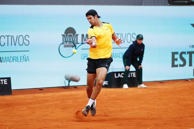 Karen Khachanov (RUS), APRIL 27, 2024 - Tennis : Karen Khachanov during singles round of 64 match against Roberto Bautista Agut on the ATP, Tennis Herren tour Masters 1000 Mutua Madrid Open tennis tournament at the Caja Magica in Madrid, Spain. Noxthirdxpartyxsales  (251463624)
