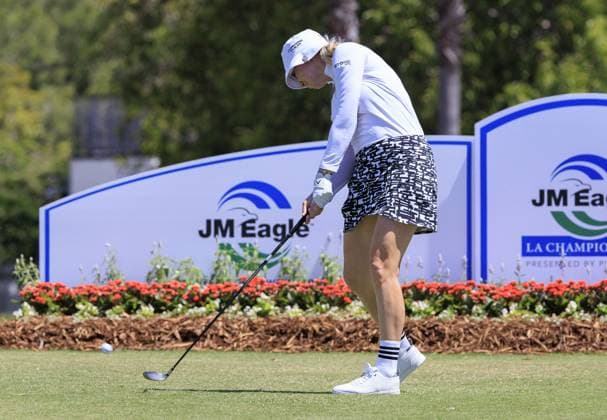 April 27, 2024, Los Angeles, California, USA: Madelene Sagstrom swings during Round 3 of the JM Eagle LA Championship presented by Plastpro on Saturday April 27, 2024 at the Wilshire Country Club in Los Angeles, California. ARIANA RUIZ PI Los Angeles U.S - ZUMAp124 20240427_zaa_p124_028 Copyright: xArianaxRuizx