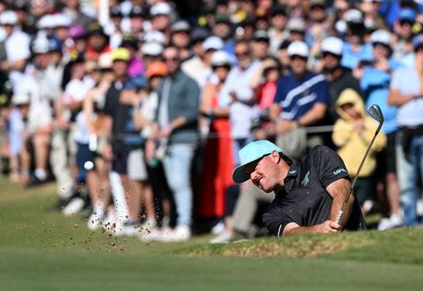LIV GOLF ADELAIDE, Mito Pereira of Torque GC hits out of a bunker during the final round of LIV Golf Adelaide at the Grange Golf Club in Adelaide, Sunday, April 28, 2024. ( NO ARCHIVING, EDITORIAL USE ONLY, NO USE IN BOOKS WITHOUT CONSENT ADELAIDE SOUTH AUSTRALIA AUSTRALIA  Copyright: xMICHAELxERREYx 20240428153540529377