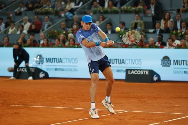 Alex De Minaur (AUS), APRIL 27, 2024 - Tennis : Alex De Minaur during singles round of 64 match against Rafael Nadal on the ATP, Tennis Herren tour Masters 1000 Mutua Madrid Open tennis tournament at the Caja Magica in Madrid, Spain. Noxthirdxpartyxsales  (251465256)