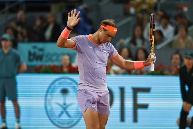 Rafael Nadal (ESP), APRIL 27, 2024 - Tennis : Rafael Nadal during singles round of 64 match against Alex De Minaur on the ATP, Tennis Herren tour Masters 1000 Mutua Madrid Open tennis tournament at the Caja Magica in Madrid, Spain. Noxthirdxpartyxsales  (251465742)