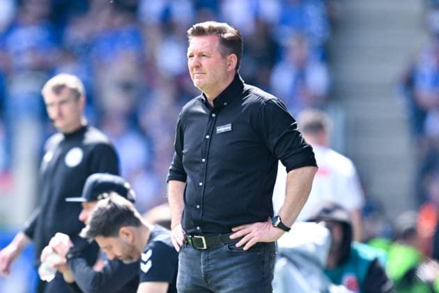 2 Bundesliga 1 FC Magdeburg VfL Osnabrück on 28 04 2024 at the MDCC Arena in Magdeburg Coach Christian Titz FC Magdeburg dissatisfied, disappointed, disappointed, dejected MT
