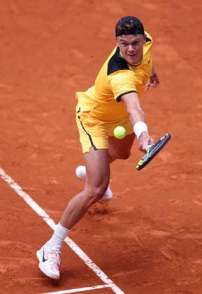 Holger Rune of Denmark in action Mutua Madrid Open, Day 7, Tennis, La Caja Magica, Madrid, Spain - 28 Apr 2024  Copyright: xEllaxLing Shutterstockx 14447603a