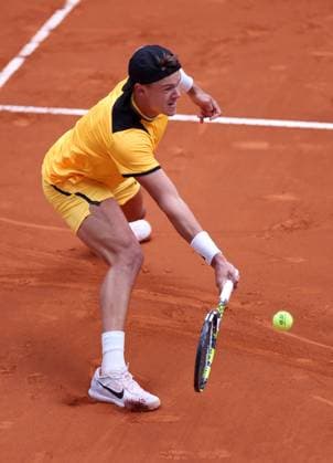 Holger Rune of Denmark in action Mutua Madrid Open, Day 7, Tennis, La Caja Magica, Madrid, Spain - 28 Apr 2024  Copyright: xEllaxLing Shutterstockx 14447603h