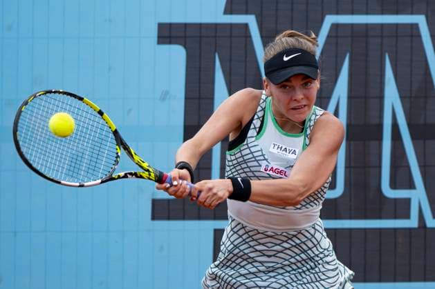Czech tennis player Sara Bejlek in action during the third round of the Mutua Madrid Open 2024 tennis tournament against Ashlyn Krueger from USA, in Madrid, Spain, on April 28, 2024. (CTKxPhoto MartinxSidorjak) CTKPhotoP2024042803733  CTKPhotoP2024042803733
