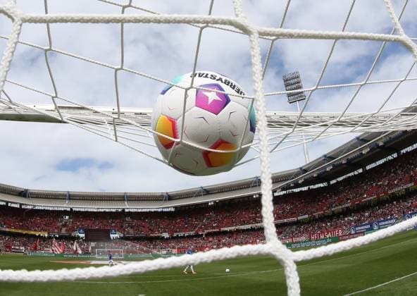 28 04 2024 Soccer Season 2023 2024 2 Soccer Bundesliga 31 Matchday 1 FC Nürnberg FCN Club Karlsruher SC KSC Sportfoto Zink DaMa xdaxmax DFL regulations prohibit any use of photographs as image sequences and or quasi video only for editorial use Symbolbild Symbolfoto Feature Impression Ball Football lies on goal net