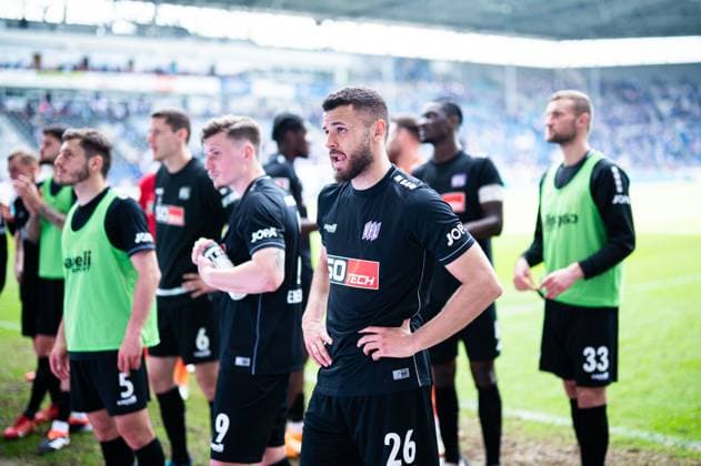 28 04 2024 Soccer, 2023 2024, 2 Bundesliga, 31 Matchday, 1 FC Magdeburg VfL Osnabrück Dave Gnaase Osnabrück DFL REGULATIONS PROHIBIT ANY USE OF PHOTOGRAPHS AS IMAGE SEQUENCES AND OR QUASI VIDEO
