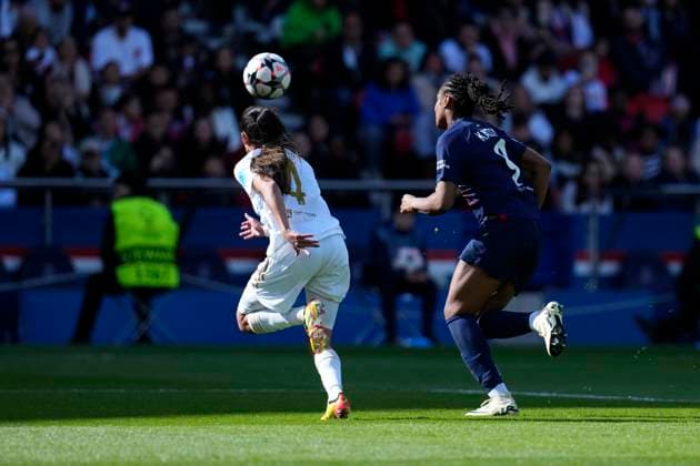 Selma Bacha (4) (OL) - MARIE-ANTOINETTE KATOTO (9) FOOTBALL FEMININ : Paris Saint Germain Vs Olympique Lyonnais - Ligue des Champions - 28 04 2024 GlennGervot Panoramic 