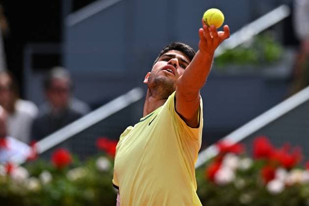 Mutua Madrid Open Carlos Alcaraz (ESP) during his second round match at the Mutua Madrid Open in Madrid, Spain, on April, 28, 2024. Photo by Corinne Dubreuil ABACAPRESS.COM Madrid Spain  Copyright: xDubreuilxCorinne ABACAx