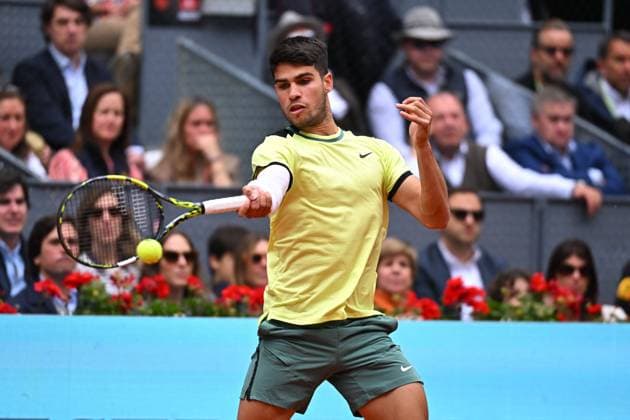 Mutua Madrid Open Carlos Alcaraz (ESP) during his second round match at the Mutua Madrid Open in Madrid, Spain, on April, 28, 2024. Photo by Corinne Dubreuil ABACAPRESS.COM Madrid Spain  Copyright: xDubreuilxCorinne ABACAx