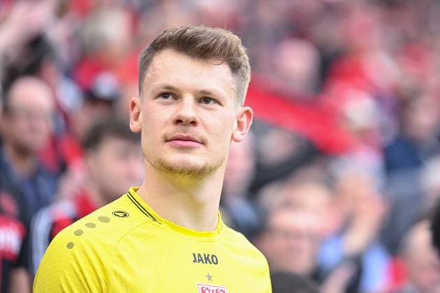 27 04 2024, Soccer, Bundesliga, 31 Matchday Season 2023 2024, Bayer Leverkusen VfB Stuttgart, Goalkeeper Alexander Nübel VfB Stuttgart xRHR PHOTO TKx Copyright: RHR-FOTOx RHR-FOTO TK