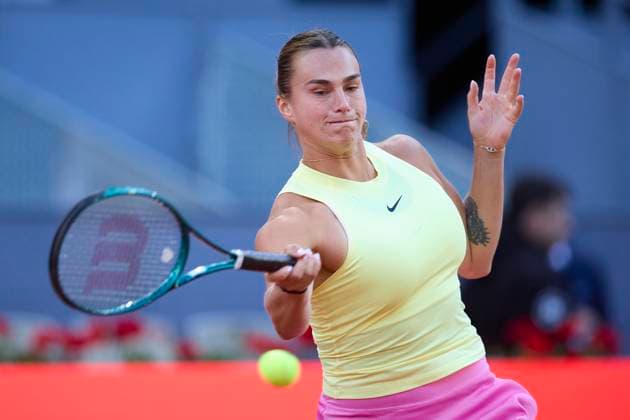 Mutua Madrid Open - Day Seven Aryna Sabalenka returns a shot against Robin Montgomery of United States during day seven of the Mutua Madrid Open 2024 at Caja Magica on April 28, 2024, in Madrid, Spain. Madrid Caja Magica Madrid Spain RL_MMO24_00624 Copyright: xRicardoxLarreinax