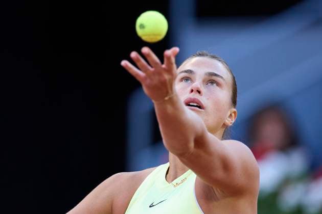 Mutua Madrid Open - Day Seven Aryna Sabalenka serves against Robin Montgomery of United States during day seven of the Mutua Madrid Open 2024 at Caja Magica on April 28, 2024, in Madrid, Spain. Madrid Caja Magica Madrid Spain RL_MMO24_00627 Copyright: xRicardoxLarreinax