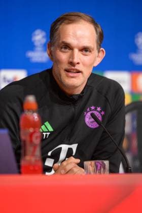 Soccer, UEFA Champions League, 20240429, Press conference FC Bayern Munich Real Madrid In the picture Coach of FC Bayern Munich Thomas TUCHEL speaks Munich Allianz Arena Bayern Germany Copyright: Passion2Press MarkusxFischerx