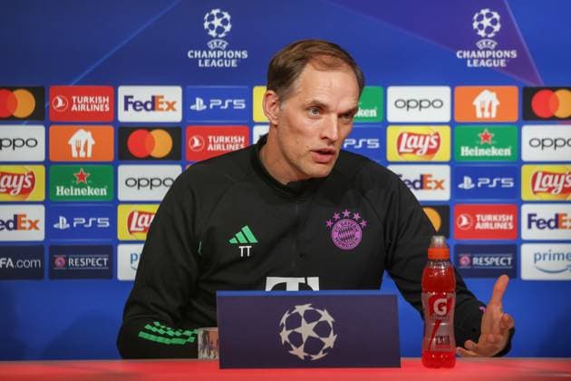 Thomas Tuchel FC Bayern Muenchen, Head coach at the press conference, Gestures, International press conference, FC Bayern Muenchen, Football, UEFA Champions League, Semi-final first leg, Season 23 24, 29 04 2024, International press conference, FC Bayern Muenchen, Football, UEFA Champions League, Semi-final first leg, Season 23 24, 29 04 2024 Muenchen Copyright: xEibner-Pressefoto JennixMaulx EP_JML