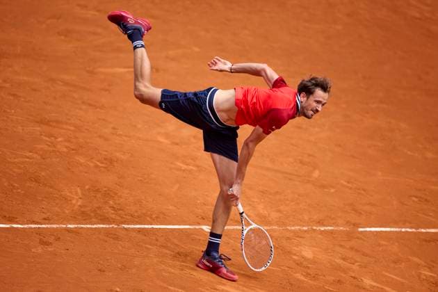 Mutua Madrid Open - Day Eight Daniil Medvedev serves against Sebastian Korda of United States during day eight of the Mutua Madrid Open 2024 at Caja Magica on April 29, 2024, in Madrid, Spain. Madrid Caja Magica Madrid Spain RL_MMO24_00777 Copyright: xRicardoxLarreinax