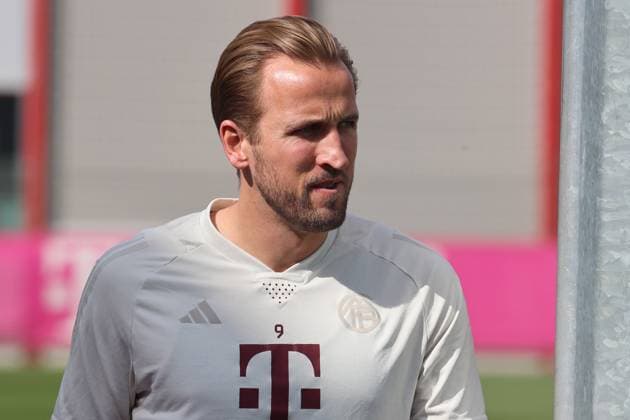 9 Harry Kane, Portraet, Portrait, Football FC Bayern Munich final training session before the UEFA Champions League match against Real Madrid CF 29 04 2024 Training ground, Saebenerstr PHOTO Mladen Lackovic LakoPress