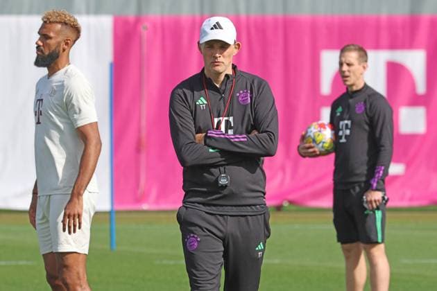 Coach Thomas Tuchel, 13 Eric Maxim Choupo Moting Football Final training of FC Bayern Munich before the UEFA Champions League match against Real Madrid CF 29 04 2024 Training ground, Saebenerstr PHOTO Mladen Lackovic LakoPress