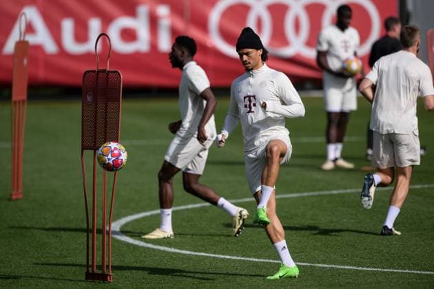 Soccer, Champions League, 20240429, Final training, FC Bayern Munich Real Madrid In the picture Leroy SANE FC Bayern Munich, 10 Munich Training ground Säbener Str 51 Bayern Germany Copyright: Passion2Press MarkusxFischerx