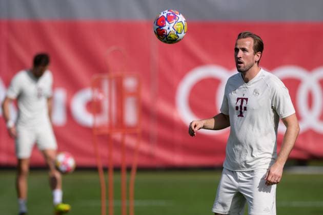 Soccer, Champions League, 20240429, Final training, FC Bayern Munich Real Madrid In the picture Harry KANE FC Bayern Munich, 9 Munich Training ground Säbener Str 51 Bayern Germany Copyright: Passion2Press MarkusxFischerx