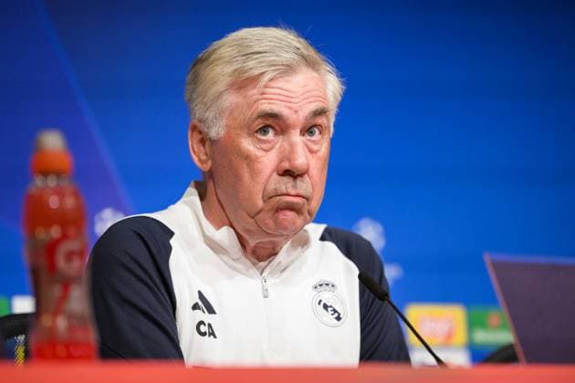 Soccer, Champions League, 20240429, Final training, FC Bayern Munich Real Madrid In the picture Coach of Real Madrid Carlo ANCELOTTI Munich Training ground Säbener Str 51 Bayern Germany Copyright: Passion2Press MarkusxFischerx
