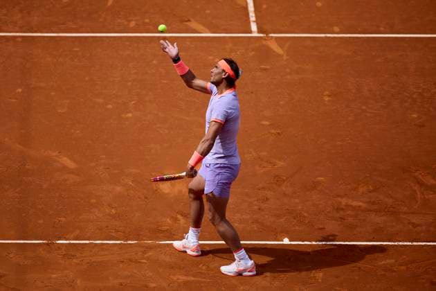 Mutua Madrid Open - Day Eight Rafael Nadal of Spain serves against Pedro Cachin of Argentina during day eight of the Mutua Madrid Open 2024 at Caja Magica on April 29, 2024, in Madrid, Spain. Madrid Caja Magica Madrid Spain RL_MMO24_00841 Copyright: xRicardoxLarreinax
