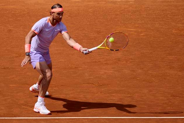 Mutua Madrid Open - Day Eight Rafael Nadal of Spain returns a shot against Pedro Cachin of Argentina during day eight of the Mutua Madrid Open 2024 at Caja Magica on April 29, 2024, in Madrid, Spain. Madrid Caja Magica Madrid Spain RL_MMO24_00839 Copyright: xRicardoxLarreinax