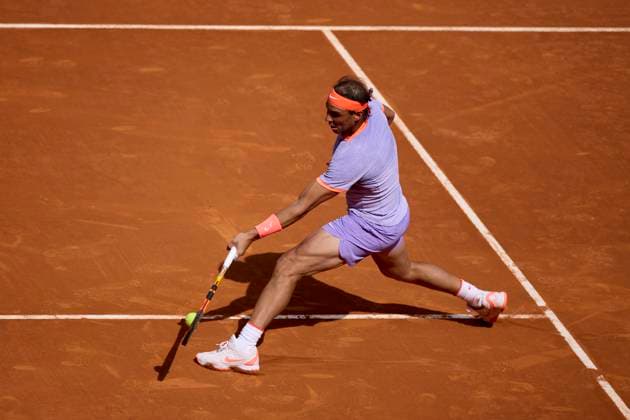 Mutua Madrid Open - Day Eight Rafael Nadal of Spain returns a shot against Pedro Cachin of Argentina during day eight of the Mutua Madrid Open 2024 at Caja Magica on April 29, 2024, in Madrid, Spain. Madrid Caja Magica Madrid Spain RL_MMO24_00858 Copyright: xRicardoxLarreinax
