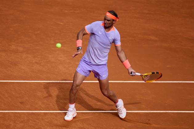 Mutua Madrid Open - Day Eight Rafael Nadal of Spain returns a shot against Pedro Cachin of Argentina during day eight of the Mutua Madrid Open 2024 at Caja Magica on April 29, 2024, in Madrid, Spain. Madrid Caja Magica Madrid Spain RL_MMO24_00890 Copyright: xRicardoxLarreinax