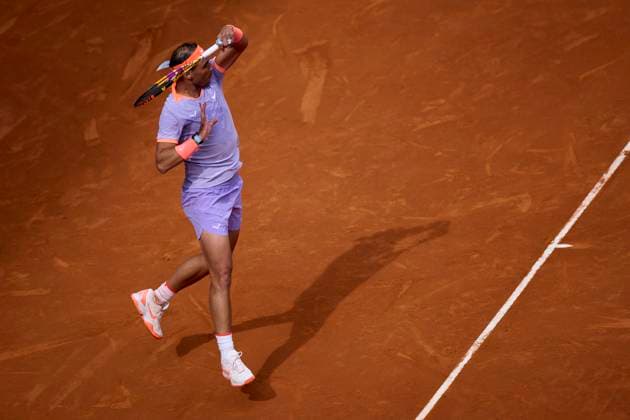 Mutua Madrid Open - Day Eight Rafael Nadal of Spain returns a shot against Pedro Cachin of Argentina during day eight of the Mutua Madrid Open 2024 at Caja Magica on April 29, 2024, in Madrid, Spain. Madrid Caja Magica Madrid Spain RL_MMO24_00894 Copyright: xRicardoxLarreinax