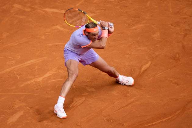 Mutua Madrid Open - Day Eight Rafael Nadal of Spain returns a shot against Pedro Cachin of Argentina during day eight of the Mutua Madrid Open 2024 at Caja Magica on April 29, 2024, in Madrid, Spain. Madrid Caja Magica Madrid Spain RL_MMO24_00910 Copyright: xRicardoxLarreinax