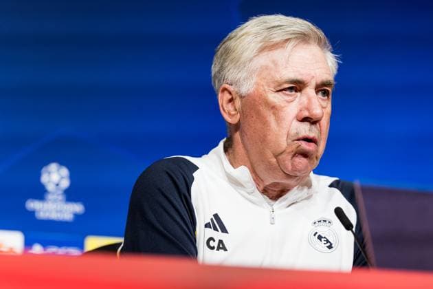 UEFA Champions League FC Bayern Munich Real Madrid Press Conference Real Madrid 29 04 2024 Carlo Ancelotti Coach Real Madrid UEFA Champions League FC Bayern Munich Real Madrid Press Conference Real Madrid, Munich, Allianz Arena Copyright: xBEAUTIFULxSPORTS Wunderlx
