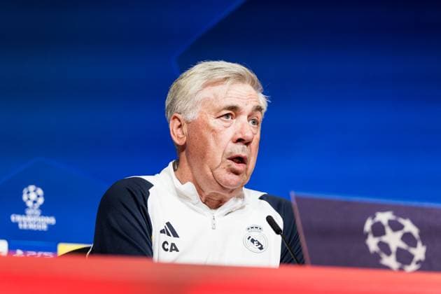 UEFA Champions League FC Bayern Munich Real Madrid Press Conference Real Madrid 29 04 2024 Carlo Ancelotti Coach Real Madrid UEFA Champions League FC Bayern Munich Real Madrid Press Conference Real Madrid, Munich, Allianz Arena Copyright: xBEAUTIFULxSPORTS Wunderlx