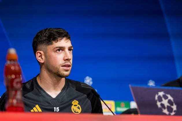 UEFA Champions League FC Bayern Munich Real Madrid Press Conference Real Madrid 29 04 2024 Frederico Valverde Real Madrid, 15 UEFA Champions League FC Bayern Munich Real Madrid Press Conference Real Madrid, Munich, Allianz Arena Copyright: xBEAUTIFULxSPORTS Wunderlx