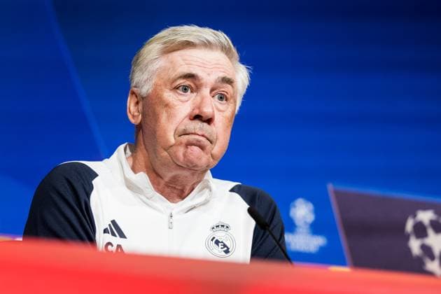 UEFA Champions League FC Bayern Munich Real Madrid Press Conference Real Madrid 29 04 2024 Carlo Ancelotti Coach Real Madrid UEFA Champions League FC Bayern Munich Real Madrid Press Conference Real Madrid, Munich, Allianz Arena Copyright: xBEAUTIFULxSPORTS Wunderlx