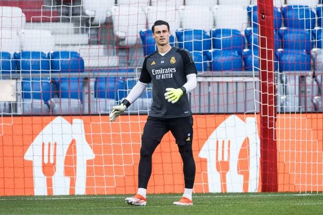 UEFA Champions League FC Bayern Munich Real Madrid final training Real Madrid 29 04 2024 Kepa Arrizabalaga Real Madrid, 25 in warm-up UEFA Champions League FC Bayern Munich Real Madrid final training Real Madrid, Munich, Allianz Arena Copyright: xBEAUTIFULxSPORTS Wunderlx