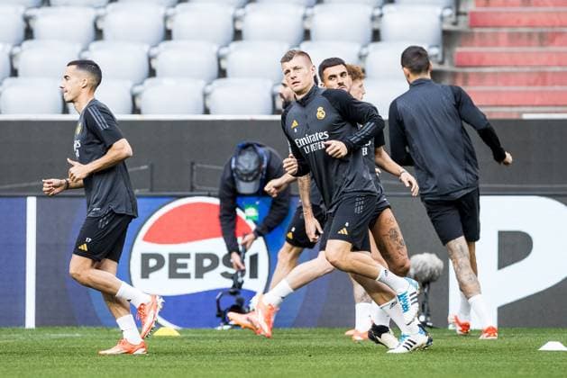 UEFA Champions League FC Bayern Munich Real Madrid Final training Real Madrid 29 04 2024 Toni Kroos Real Madrid, 8 in warm-up UEFA Champions League FC Bayern Munich Real Madrid Final training Real Madrid, Munich, Allianz Arena Copyright: xBEAUTIFULxSPORTS Wunderlx