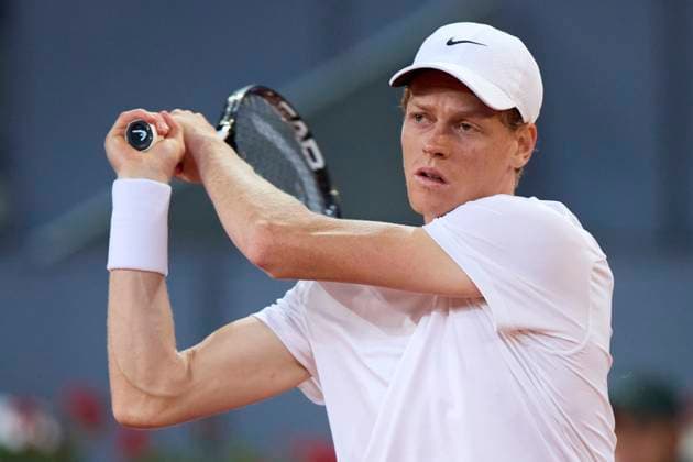 Mutua Madrid Open - Day Eight Jannik Sinner of Italy returns a shot against Pavel Kotov during day eight of the Mutua Madrid Open 2024 at Caja Magica on April 29, 2024, in Madrid, Spain. Madrid Caja Magica Madrid Spain RL_MMO24_00957 Copyright: xRicardoxLarreinax
