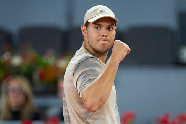Mutua Madrid Open - Day Eight Pavel Kotov reacts during day eight of the Mutua Madrid Open 2024 at Caja Magica on April 29, 2024, in Madrid, Spain. Madrid Caja Magica Madrid Spain RL_MMO24_00978 Copyright: xRicardoxLarreinax