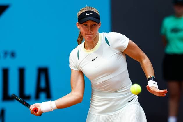 April 29, 2024, Madrid, Madrid, SPAIN: Mirra Andreeva of Russia in action against Jasmine Paolini of Italy during the Mutua Madrid Open 2024, ATP, Tennis Herren Masters 1000 and WTA, Tennis Damen 1000, tournament celebrated at Caja Magica on April 29, 2024 in Madrid, Spain. Madrid SPAIN - ZUMAa181 20240429_zaa_a181_255 Copyright: xIrinaxR.xHipolitox